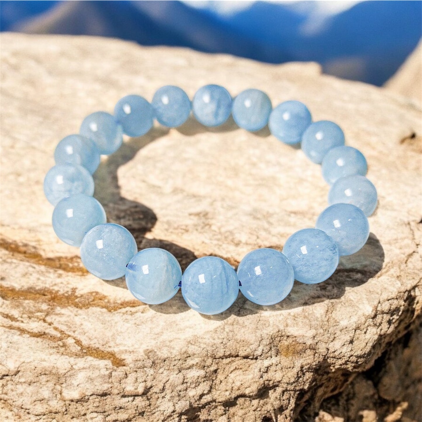 Ocean Whisper Aquamarine Bracelet (8mm Aquamarine)